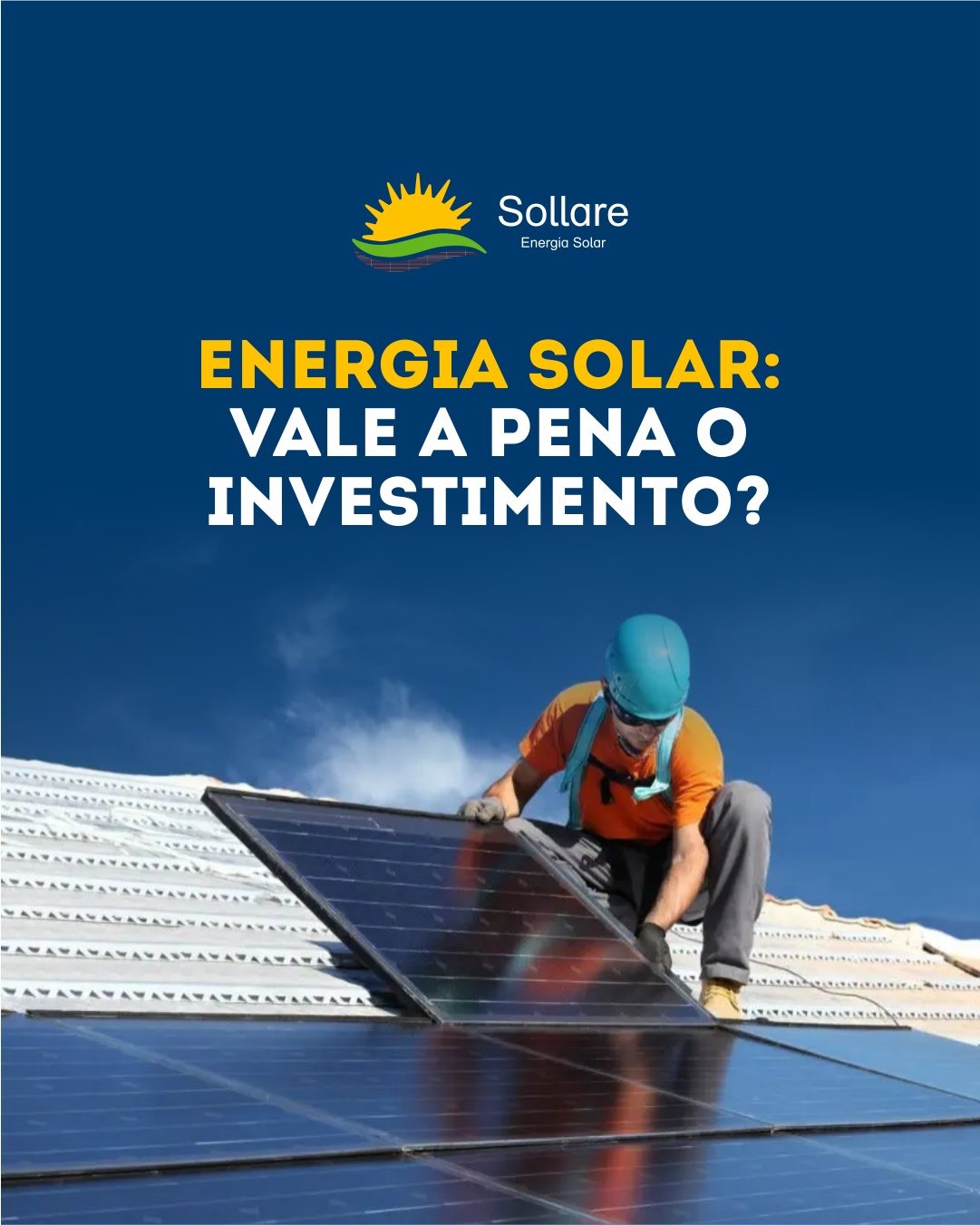 Instalação de painéis solares em telhado